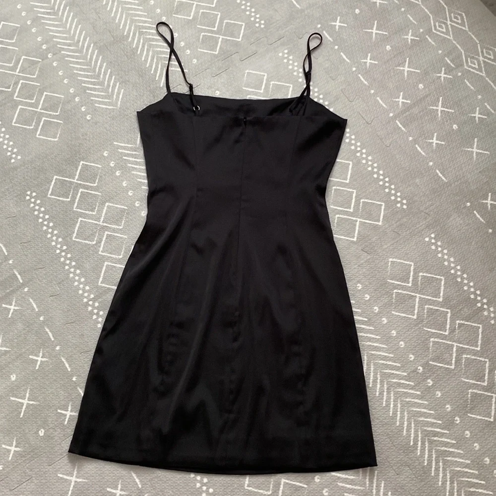 Sunday Best Black Satin Slip Mini Dress
